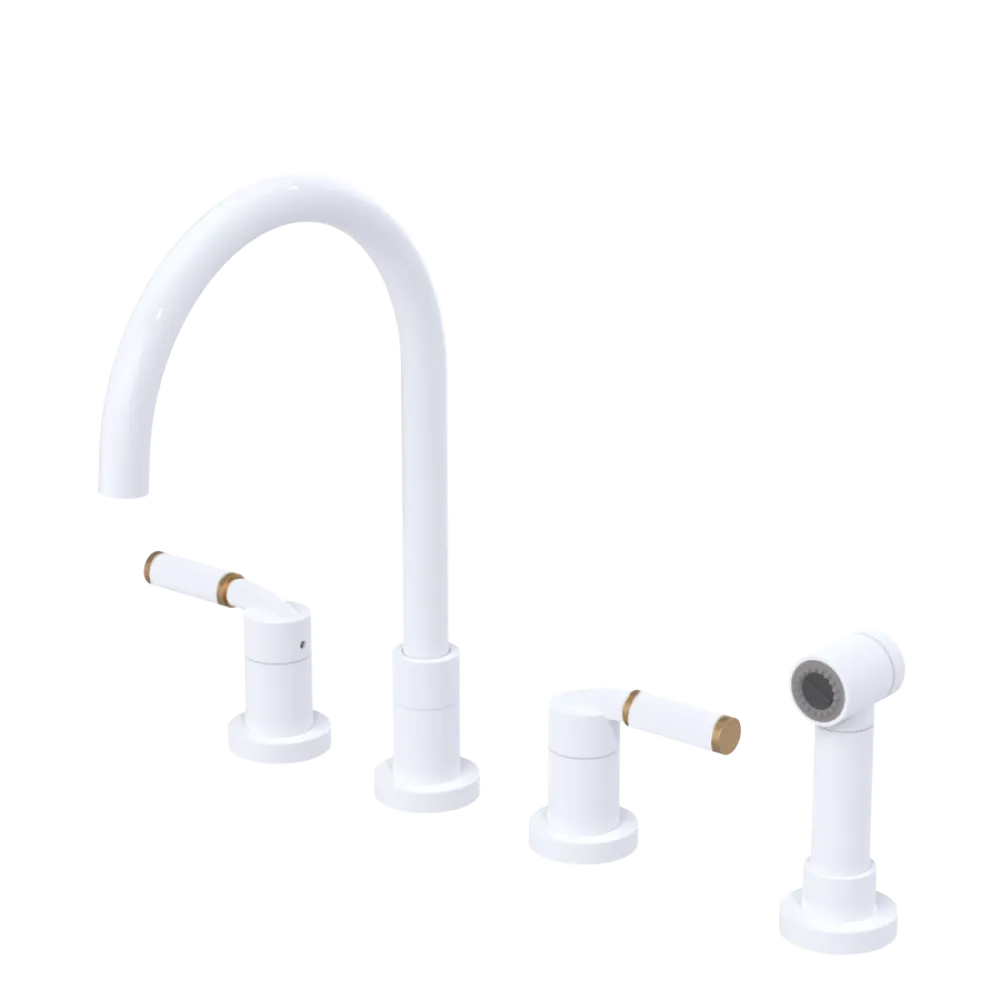 Rubinet Widespread Kitchen Set with Hand Spray White