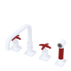 Rubinet Widespread Kitchen Set with Genesis Spout with Hand Spray White