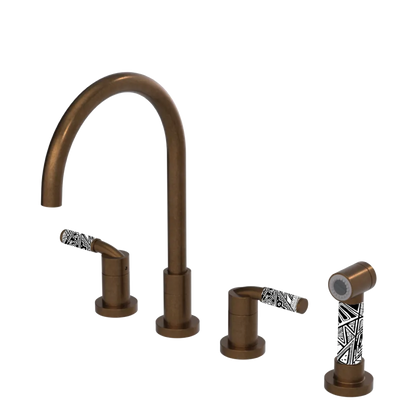 Rubinet Widespread Kitchen Set with Hand Spray Tuscan Brass