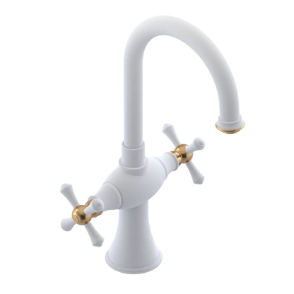 Rubinet Single Hole Dual Handle Lav. Set. (less drain) Matt White