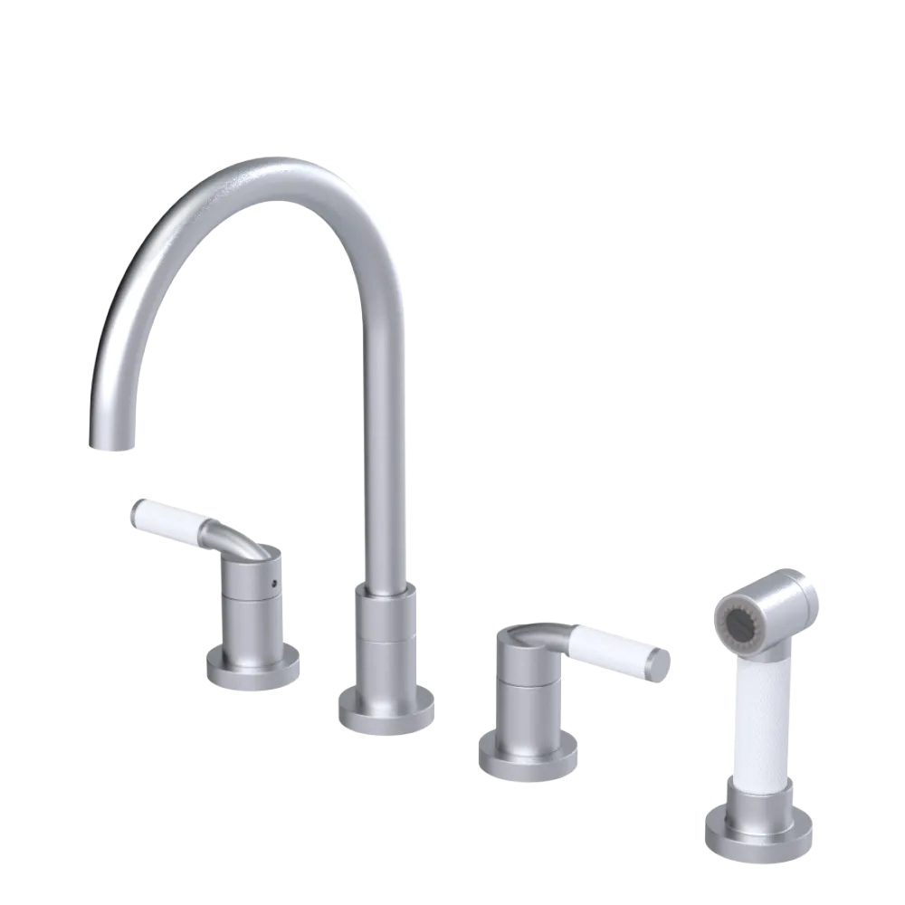 Rubinet Widespread Kitchen Set with Hand Spray Satin Chrome