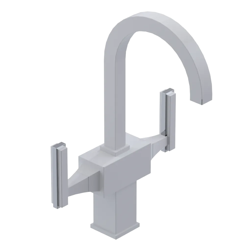Rubinet Single Hole Dual Handle Lav. Set. (less drain) White