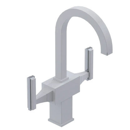 Rubinet Single Hole Dual Handle Lav. Set. (less drain) White