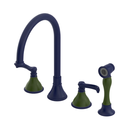 Rubinet Widespread Kitchen Set with Hand Spray Midnight Blue