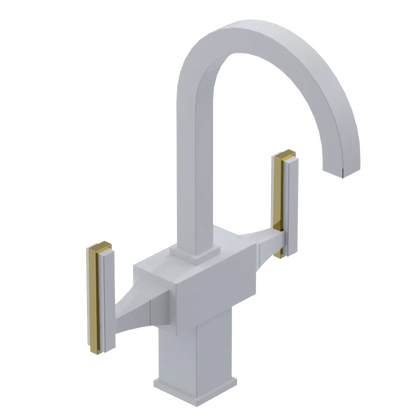 Rubinet Single Hole Dual Handle Lav. Set. (less drain) White