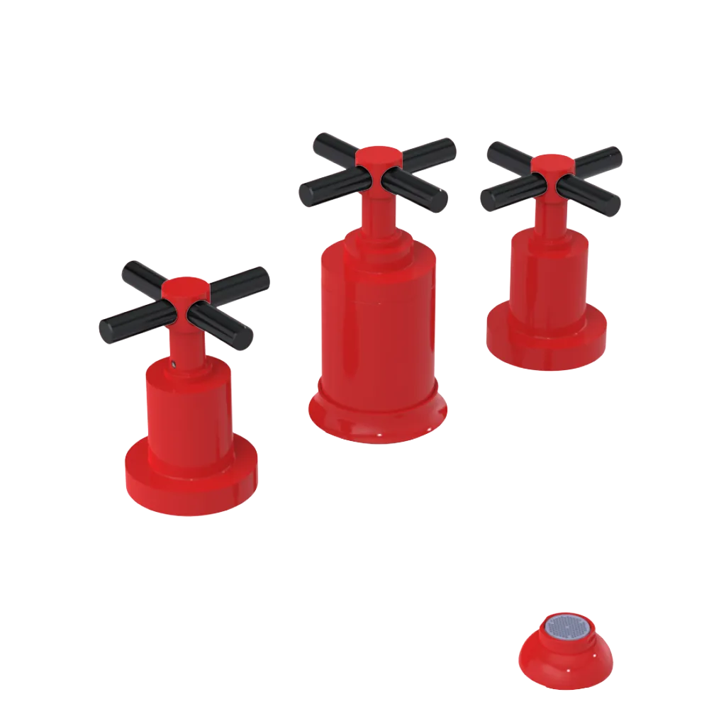 Rubinet Bidet Fitting with Spray, Diverter, and Vacuum Breaker (less drain) Red