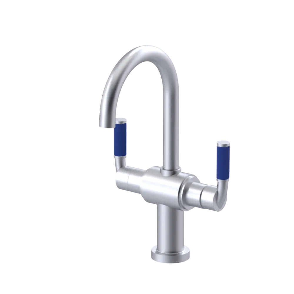 Rubinet Single Hole Dual Handle Lav. Set. (less drain) Satin Chrome