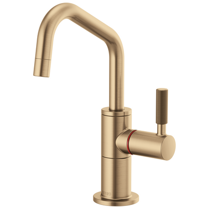 Brizo Instant Hot Faucet With Angled Spout And Knurled Handle