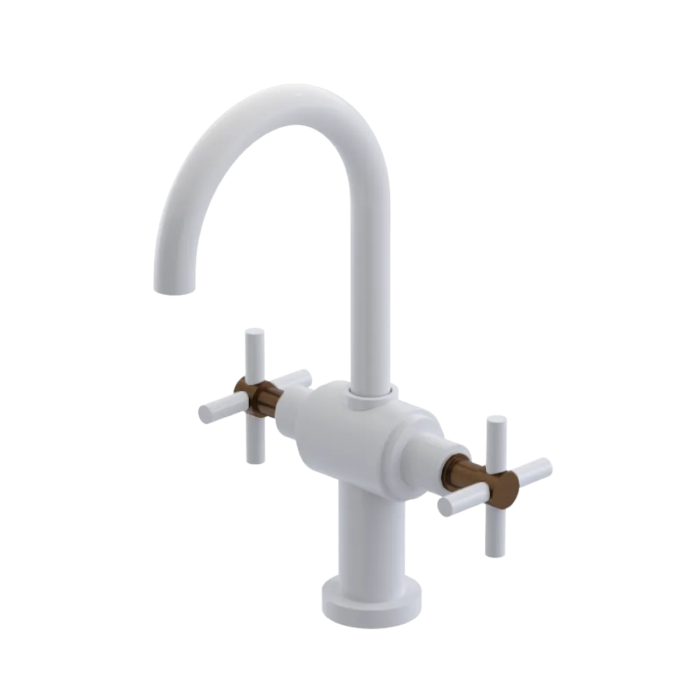 Rubinet Single Hole Dual Handle Lav. Set with LaSalle Spout (less drain) White