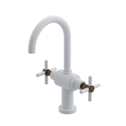 Rubinet Single Hole Dual Handle Lav. Set with LaSalle Spout (less drain) White