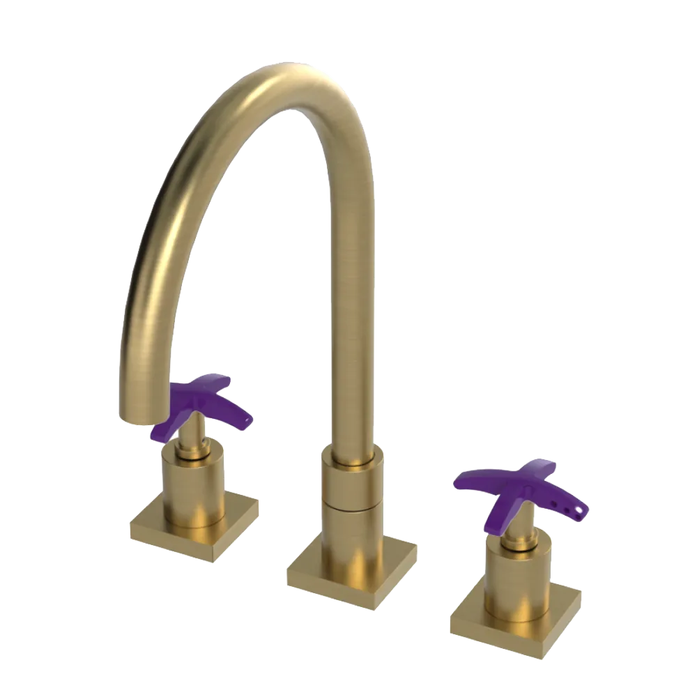 Rubinet Widespread Kitchen Set Satin Brass