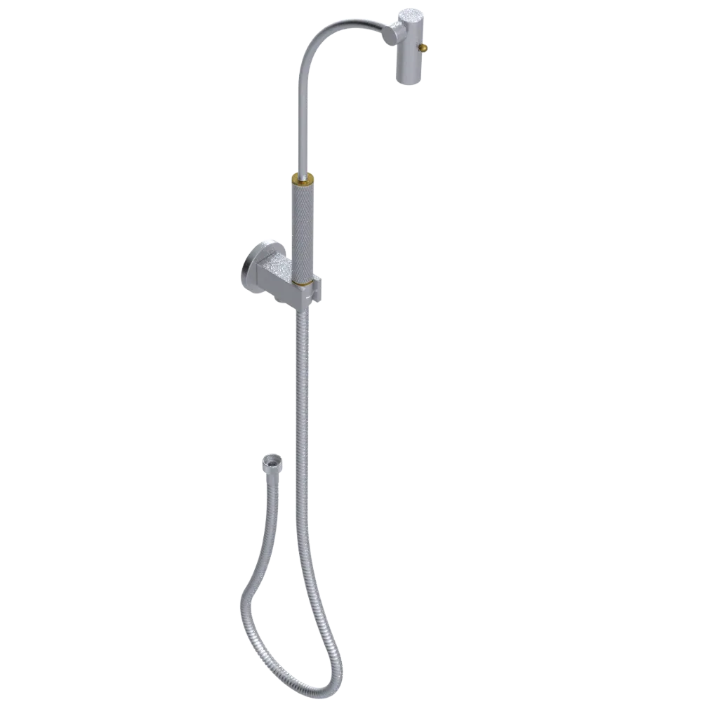 Rubinet Hand Held Shower Bidet with Extended Reach & Dual Function Spray Including Wall Bracket with Supply & Hose (Round) Satin Chrome