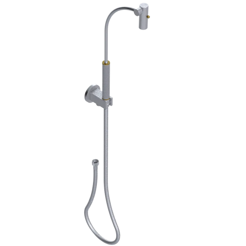 Rubinet Hand Held Shower Bidet with Extended Reach & Dual Function Spray Including Wall Bracket with Supply & Hose (Round) Satin Chrome