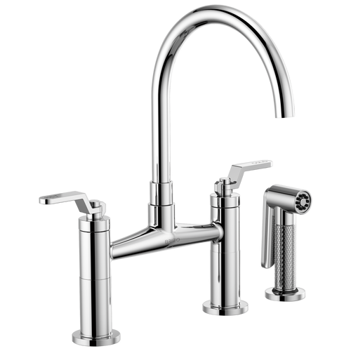 Brizo Bridge Faucet With Arc Spout And Industrial Handle