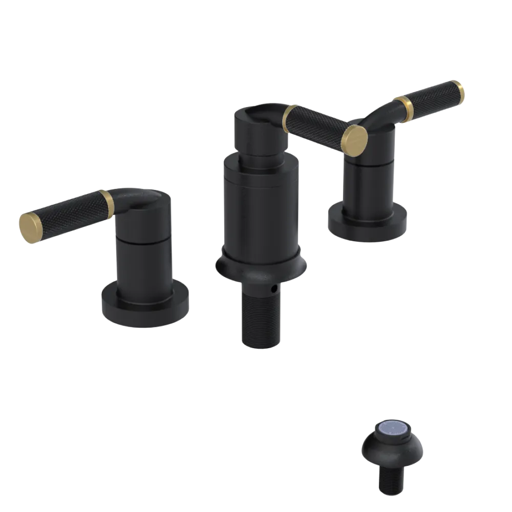 Rubinet Bidet Fitting with Spray, Diverter, and Vacum Breaker (Less Drain) Matt Black