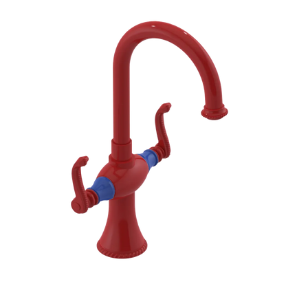Rubinet Single Hole Dual Handle Lav. Set. (less drain) Red