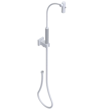 Rubinet Hand Held Shower Bidet with Extended Reach & Dual Function Spray Including Wall Bracket with Supply & Hose (Square) White