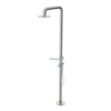 Rubinet Pressure Balance Outdoor Shower with Hand Held Shower & 10" Shower Head (with shelf) - 304 Stainless Steel Satin Nickel