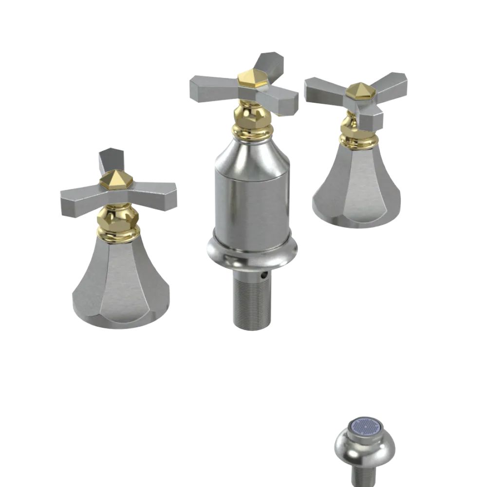 Rubinet Bidet Fitting with Spray, Diverter, and Vacum Breaker (Less Drain) Satin Nickel