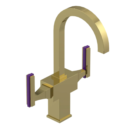Rubinet Single Hole Dual Handle Lav. Set. (less drain) Bright Brass