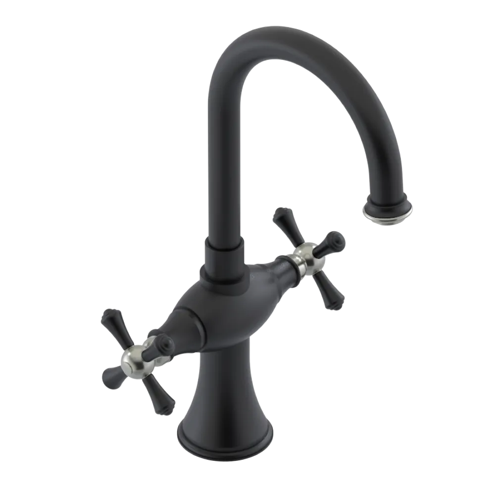 Rubinet Single Hole Dual Handle Lav. Set. (less drain) Matt Black