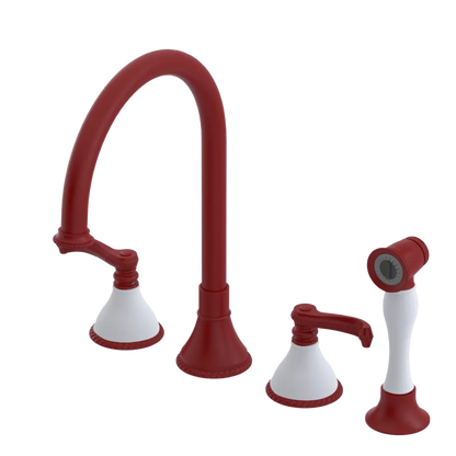 Rubinet Widespread Kitchen Set with Hand Spray Maroon