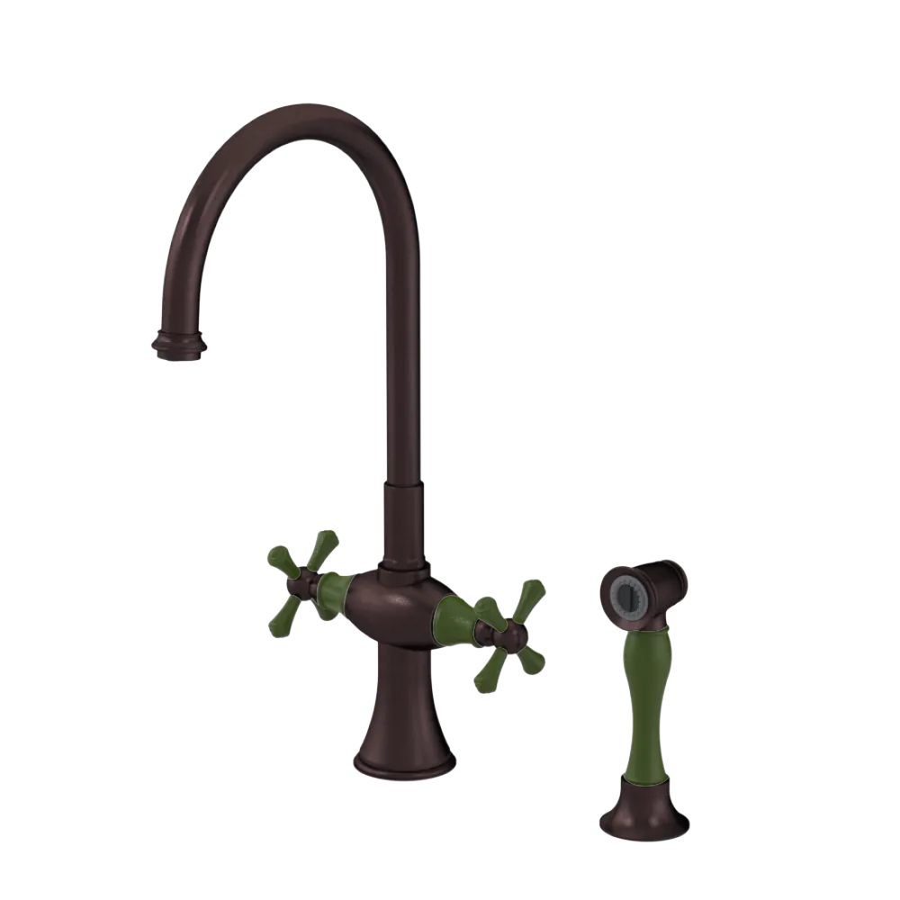 Rubinet Two Handle Single Hole Kitchen Set with Hand Spray Oil Rubbed Bronze