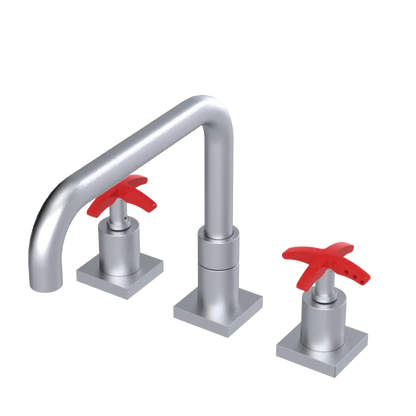 Rubinet Widespread Kitchen Set with Genesis Spout Satin Chrome