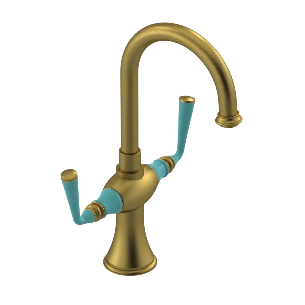 Rubinet Single Hole Dual Handle Lav. Set. (less drain) Antique Brass Matt