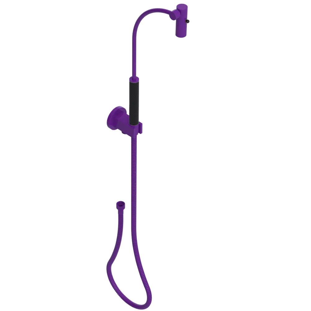 Rubinet Hand Held Shower Bidet with Extended Reach & Dual Function Spray Including Wall Bracket with Supply & Hose (Round) Purple Haze