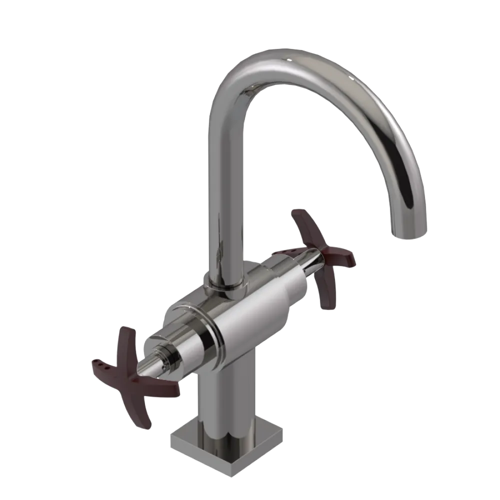 Rubinet Single Hole Dual Handle Lav. Set. (less drain) Polished Nickel