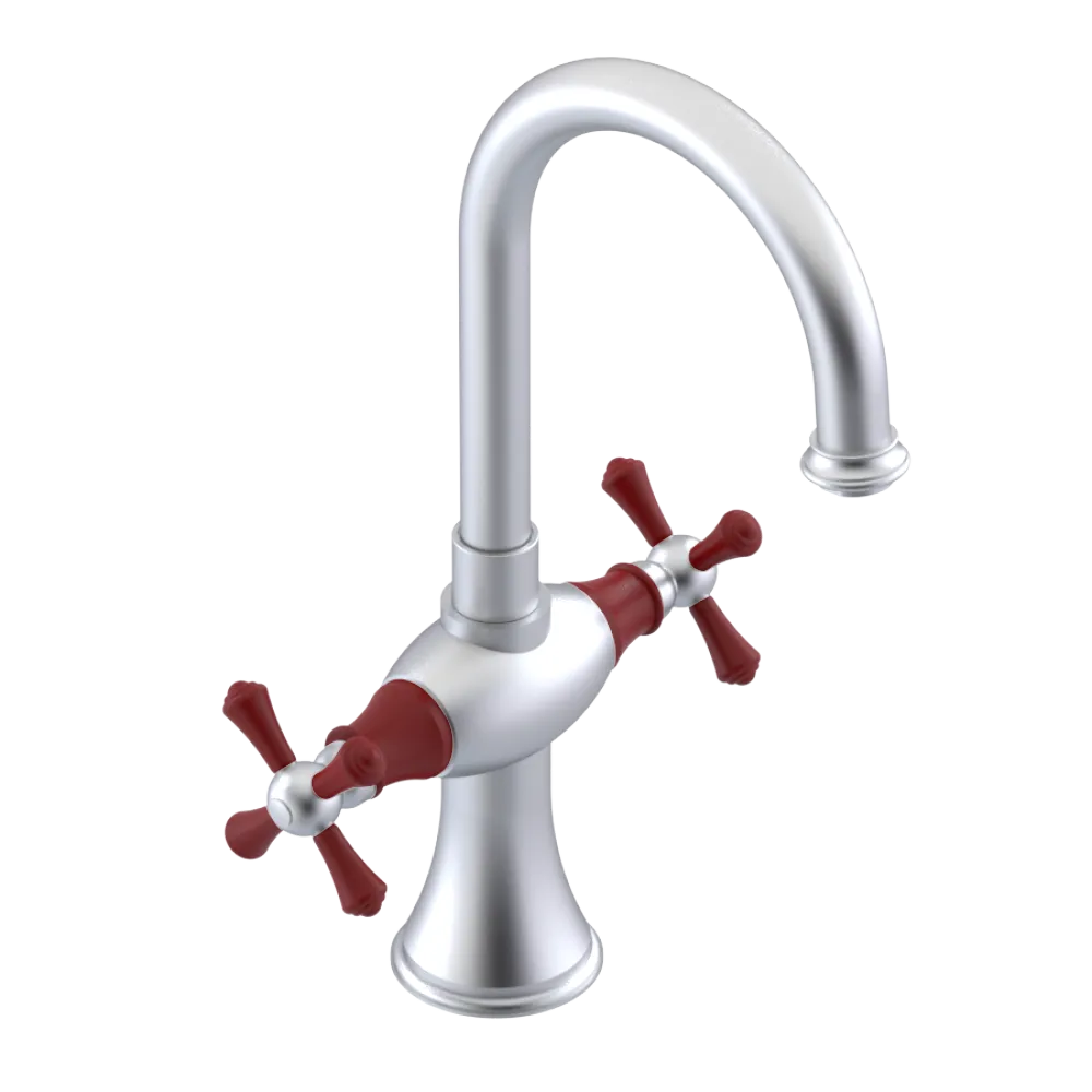Rubinet Single Hole Dual Handle Lav. Set. (less drain) Satin Chrome