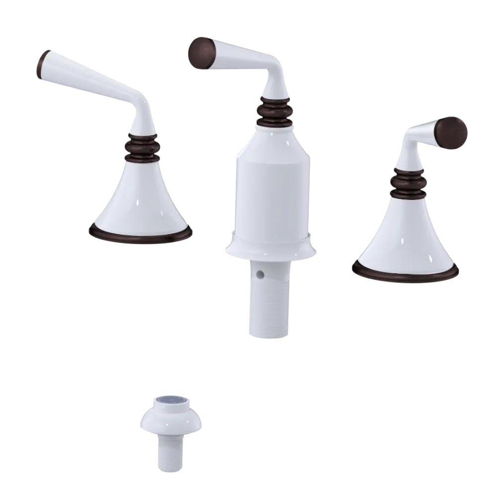 Rubinet Bidet Fitting with Spray, Diverter, and Vacum Breaker (Less Drain) White
