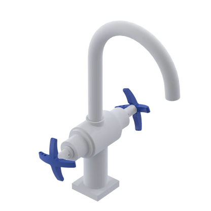 Rubinet Single Hole Dual Handle Lav. Set. (less drain) Matt White