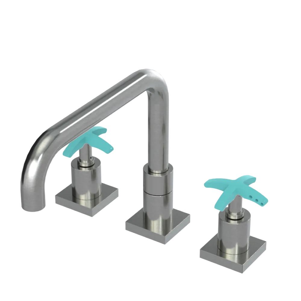 Rubinet Widespread Kitchen Set with Genesis Spout Satin Nickel