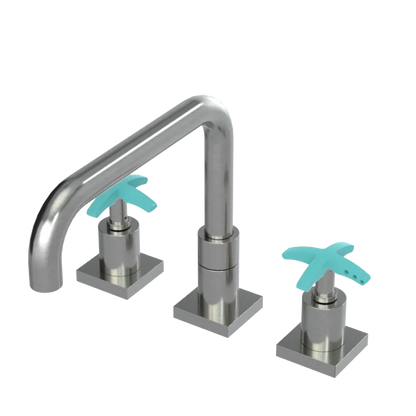Rubinet Widespread Kitchen Set with Genesis Spout Satin Nickel