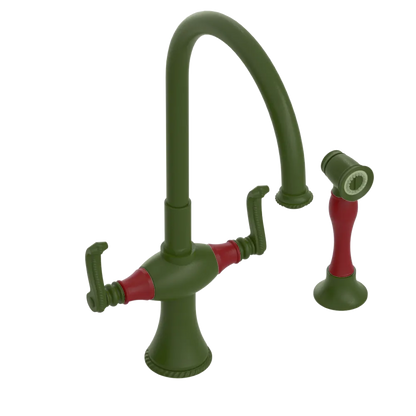 Rubinet Two Handle Single Hole Kitchen Set with Hand Spray Green Envy