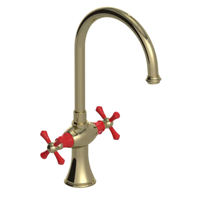 Rubinet Two Handle Single Hole Kitchen Set Natural Brass