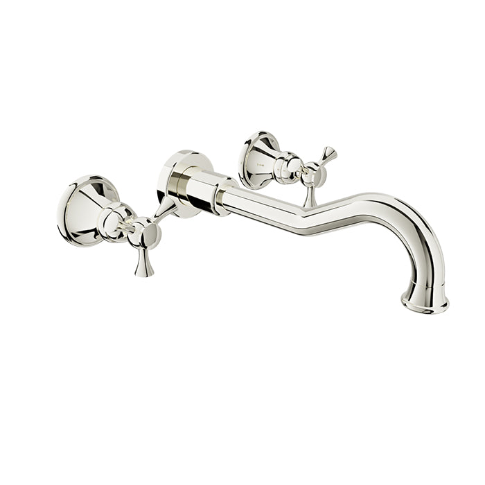 Baril Two handles wall-mounted lavatory faucet, drain not included