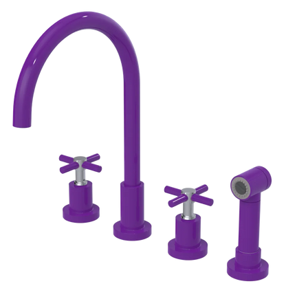 Rubinet Widespread Kitchen Set with LaSalle Spout with Hand Spray Purple Haze