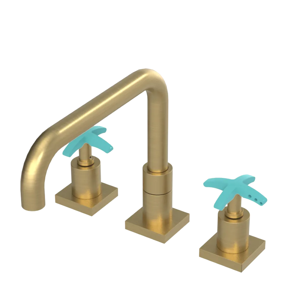 Rubinet Widespread Kitchen Set with Genesis Spout Satin Gold