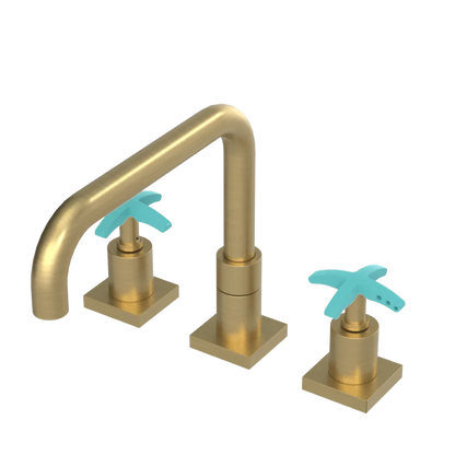 Rubinet Widespread Kitchen Set with Genesis Spout Satin Gold
