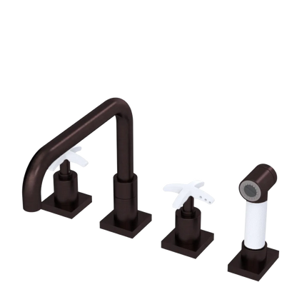Rubinet Widespread Kitchen Set with Genesis Spout with Hand Spray Oil Rubbed Bronze