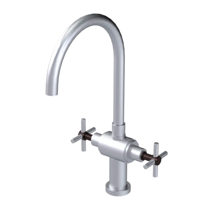 Rubinet Two Handle Single Hole Kitchen Set with LaSalle Spout Satin Chrome