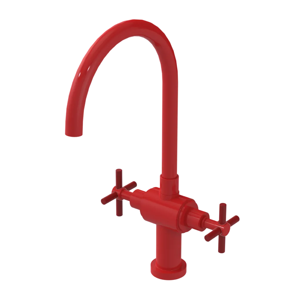 Rubinet Two Handle Single Hole Kitchen Set with LaSalle Spout Red