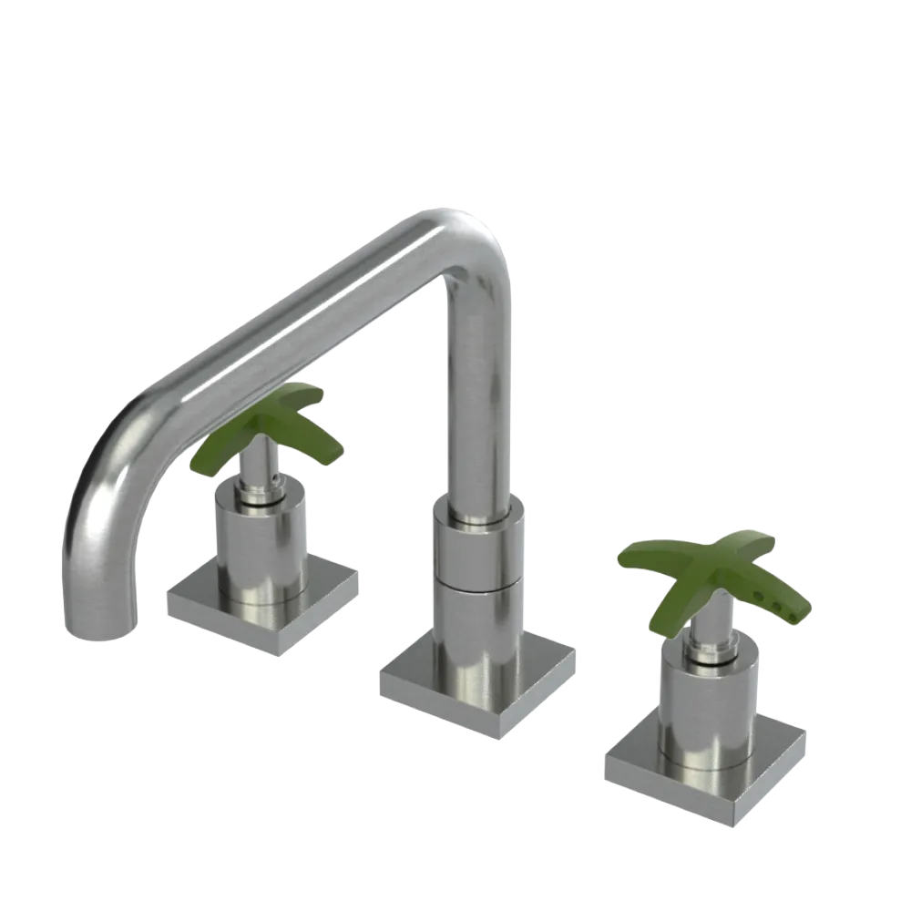 Rubinet Widespread Kitchen Set with Genesis Spout Satin Nickel