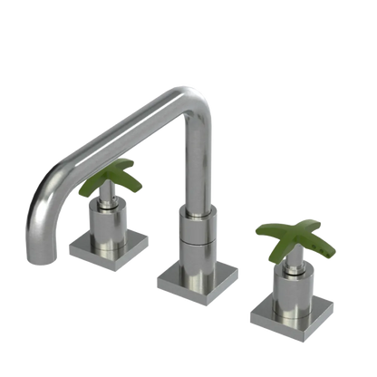 Rubinet Widespread Kitchen Set with Genesis Spout Satin Nickel
