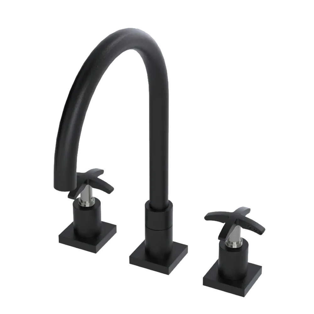 Rubinet Widespread Kitchen Set Matt Black