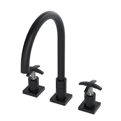 Rubinet Widespread Kitchen Set Matt Black