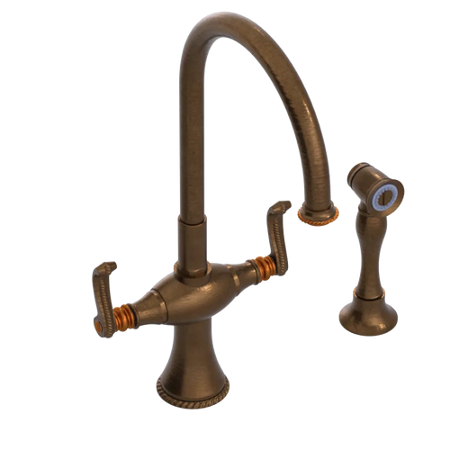 Rubinet Two Handle Single Hole Kitchen Set with Hand Spray Oil Rubbed Bronze